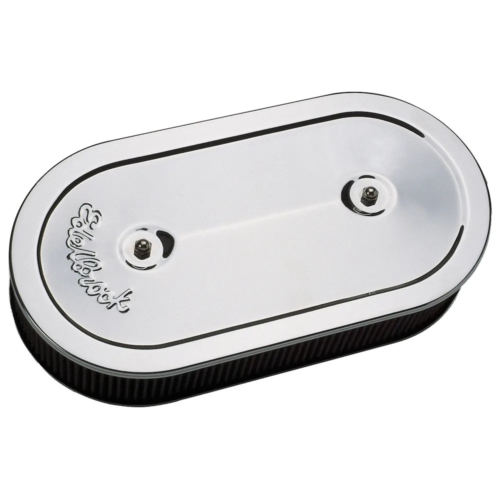 Edelbrock 1235 Pro-Flo Chrome Oval Air Cleaner For Dual Quads - Washable Filter