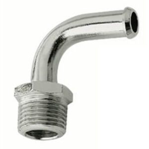 Mr Gasket 2970G Chrome Fuel Line 90° Fitting 3/8" NPT Thread - For 3/8" ID Hose