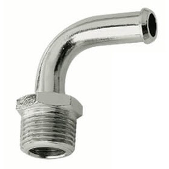 Mr Gasket 2970G Chrome Fuel Line 90° Fitting 3/8" NPT Thread - For 3/8" ID Hose