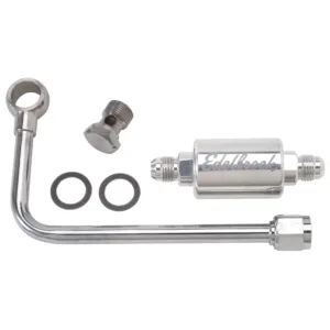 Edelbrock 8131 Chrome Steel Fuel Line Kit With Polished Aluminum Fuel Filter