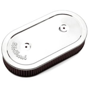 Edelbrock 1236 Pro-Flo Chrome Oval Air Cleaner For Single 4 bbl Carb - Washable Filter