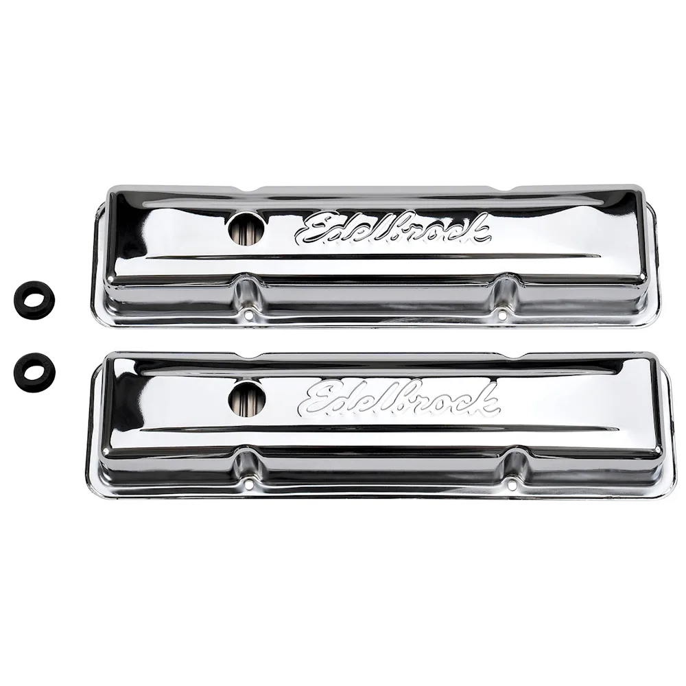 Edelbrock 4449 Signature Series Chrome Valve Covers For Chevy 262-400 1959-86