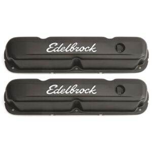 Edelbrock 4473 Signature Series Black Valve Covers For Chrysler 318, 340, 360 V8 1965-91