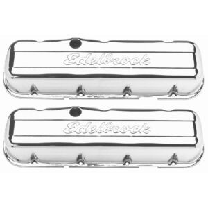 Edelbrock 4480 Signature Series Chrome Valve Covers Chevy 396-502 V8 1965 & Later