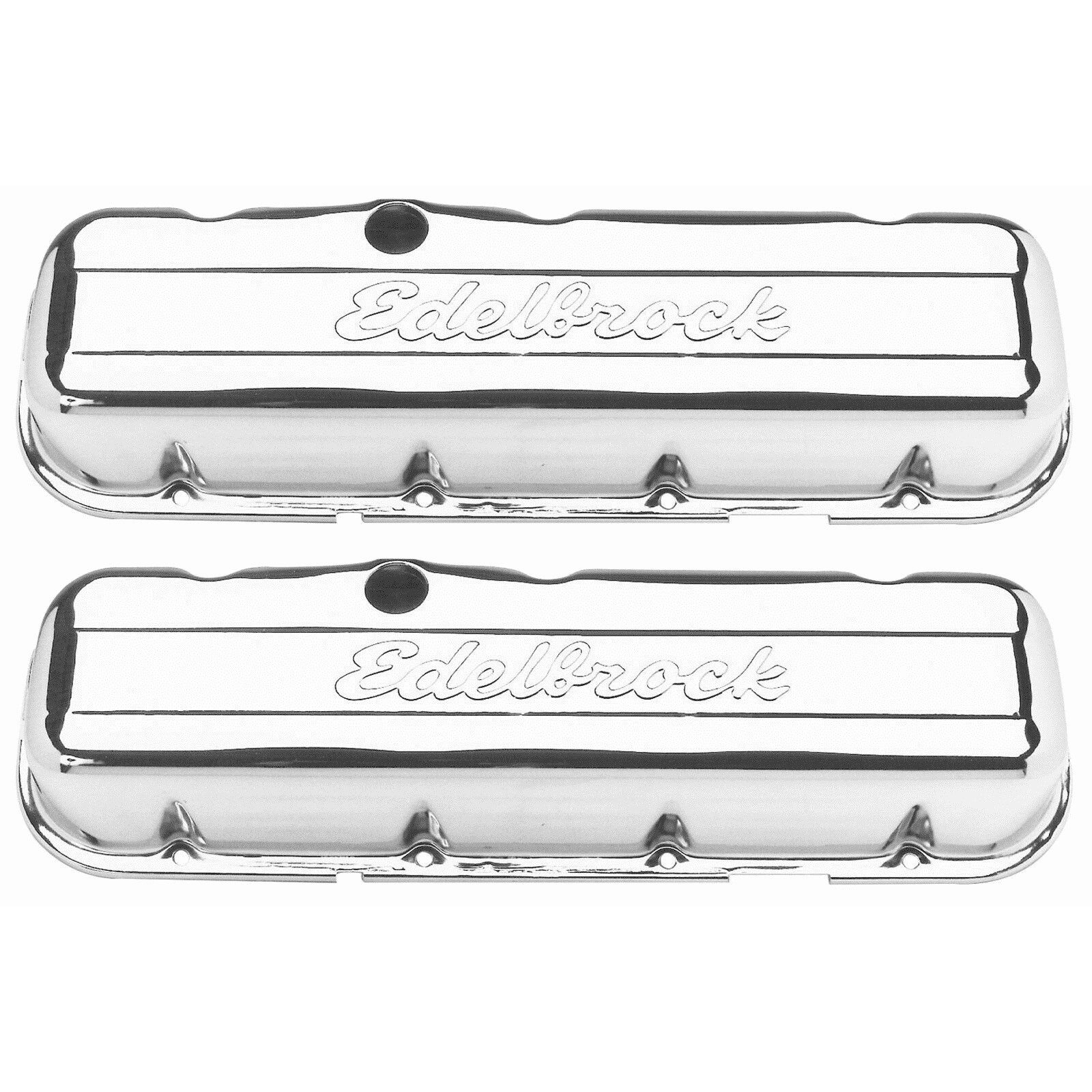 Edelbrock 4480 Signature Series Chrome Valve Covers Chevy 396-502 V8 1965 & Later