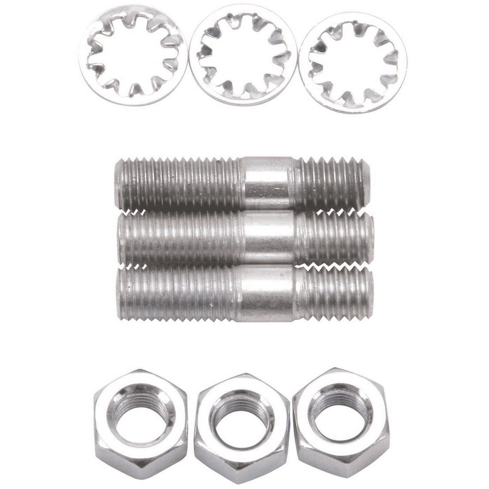 Edelbrock 8006 Carb Stud Kit - Zinc - 5/16"-1 x 1-1/2" - For 3 Bolt Flange Carbs