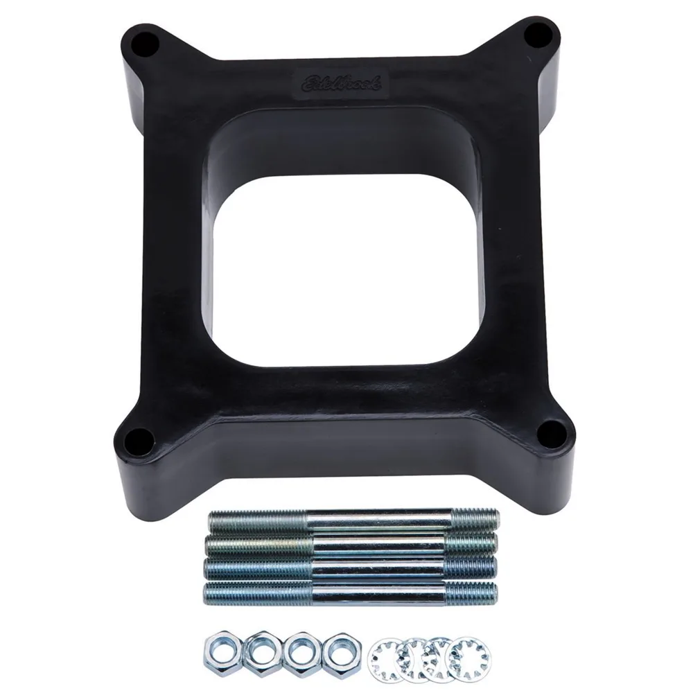 Edelbrock 8712 - 2" Carb Spacer Kit - Open Centre - Black Phenolic Plastic