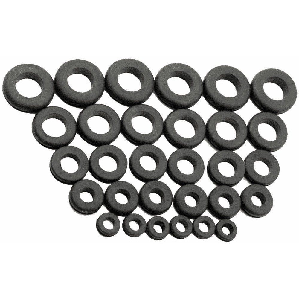 Mr Gasket 3706 Rubber Grommet Assortment 1/2", 5/8", 3/4", 7/8" & 1" Six Of Each