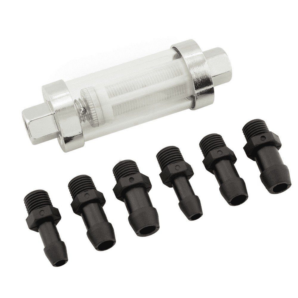 Mr Gasket 9706 Chrome Clear View Fuel Filter - Fits 1/4", 5/16" & 3/8" ID Hose