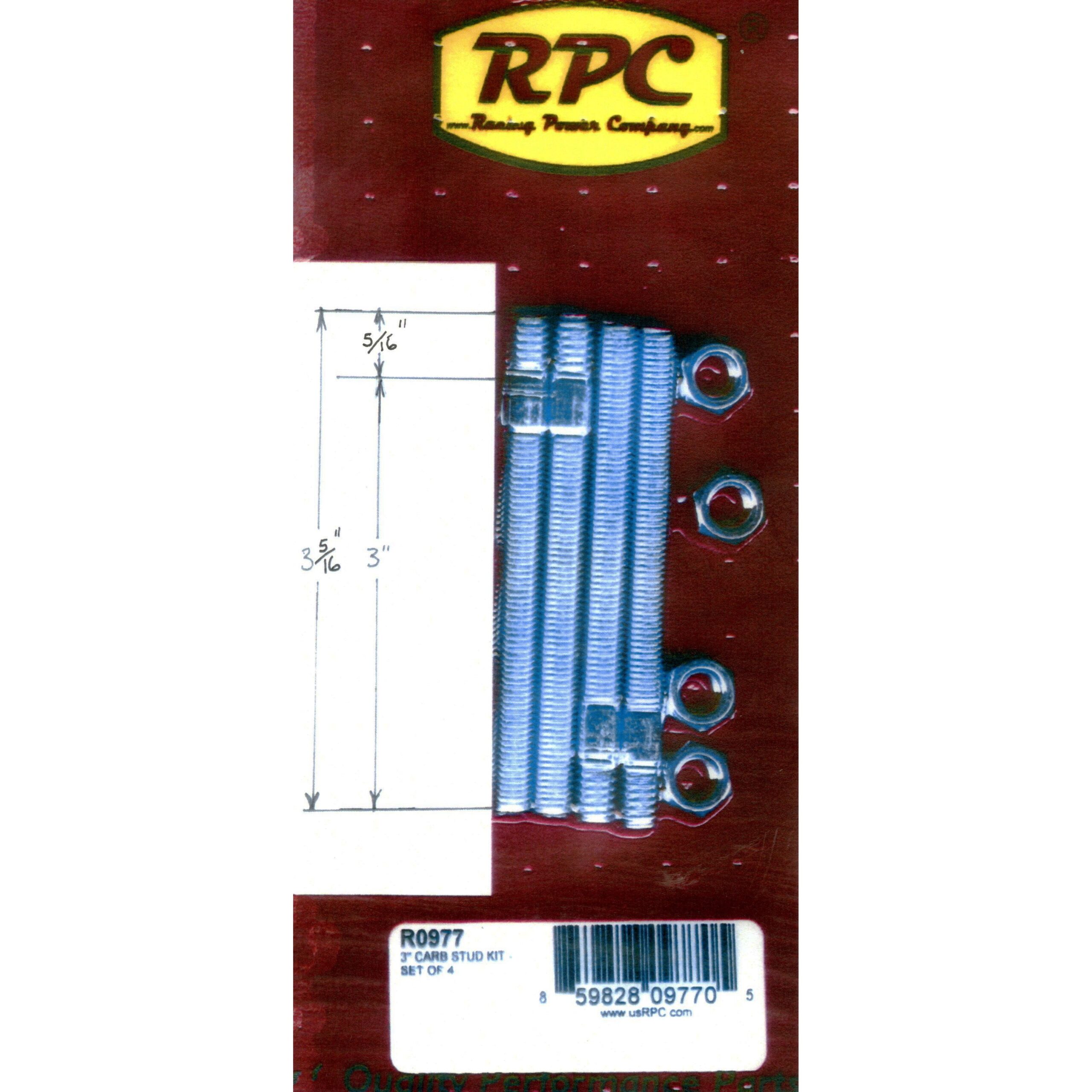 Carb Studs 3-5/16" (Overall Length) 5/16" Thread - Pack of 4 - Edelbrock, Holley - Image 2