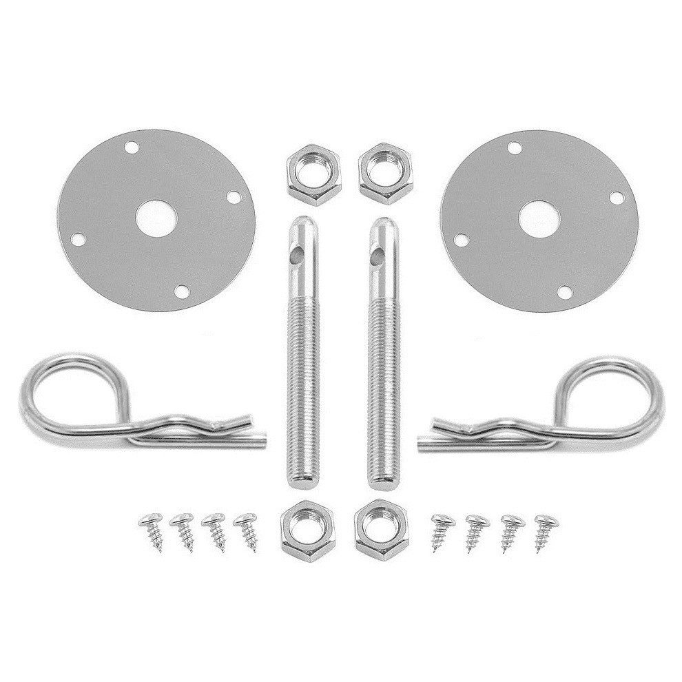 Chrome Bonnet Pin Kit / Hood & Deck Pins - With 3/16" Safety Clips