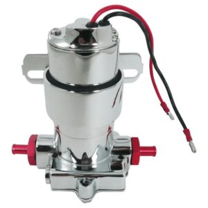 Chrome High Performance Electric Fuel Pump - 100 GPH With 7 psi - Red Fittings