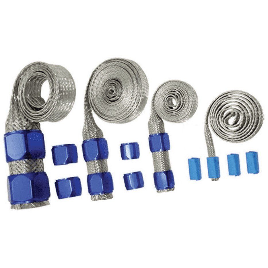 Blue Braided Steel Hose Sleeving Kit - Vacuum, Fuel Lines, Heater, Radiator Hose