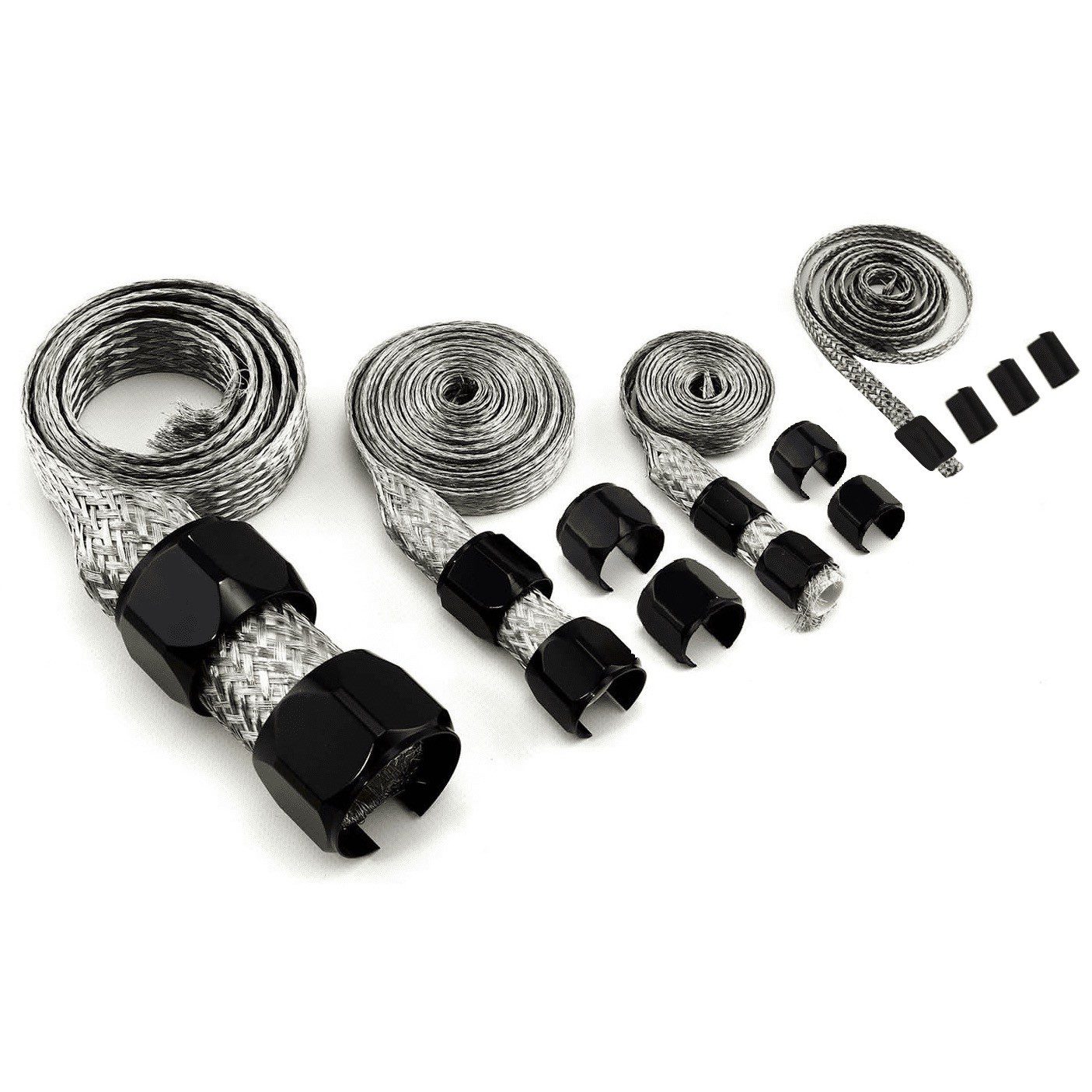Black Braided Steel Hose Sleeving Kit - Vacuum Fuel Lines, Heater Radiator Hoses