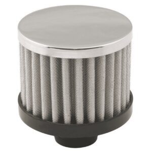 Chrome 3" Tall Open Filter Valve Cover Breather - Push-In Style