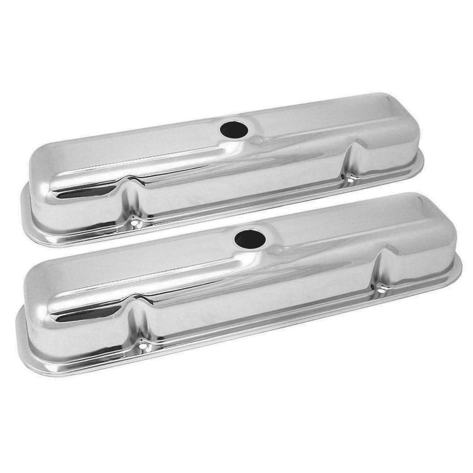 Chrome Valve Covers - Pontiac 326-455 V8 1959-79 - OEM Style Short 2-5/8"