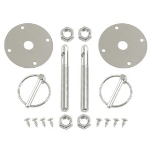 Chrome Bonnet Pin Kit / Hood & Deck Pins - With 3/16" Torsion Clips