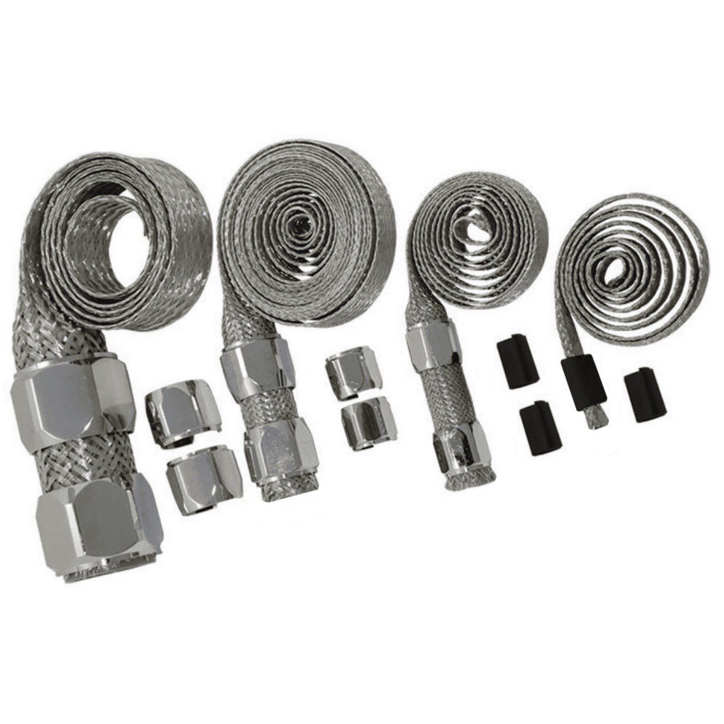 Chrome Braided Steel Hose Sleeving Kit - Vacuum Fuel Lines, Heater Radiator Hose