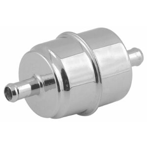 Chrome Canister Inline Fuel Filter - 3/8" Inlet / Outlet