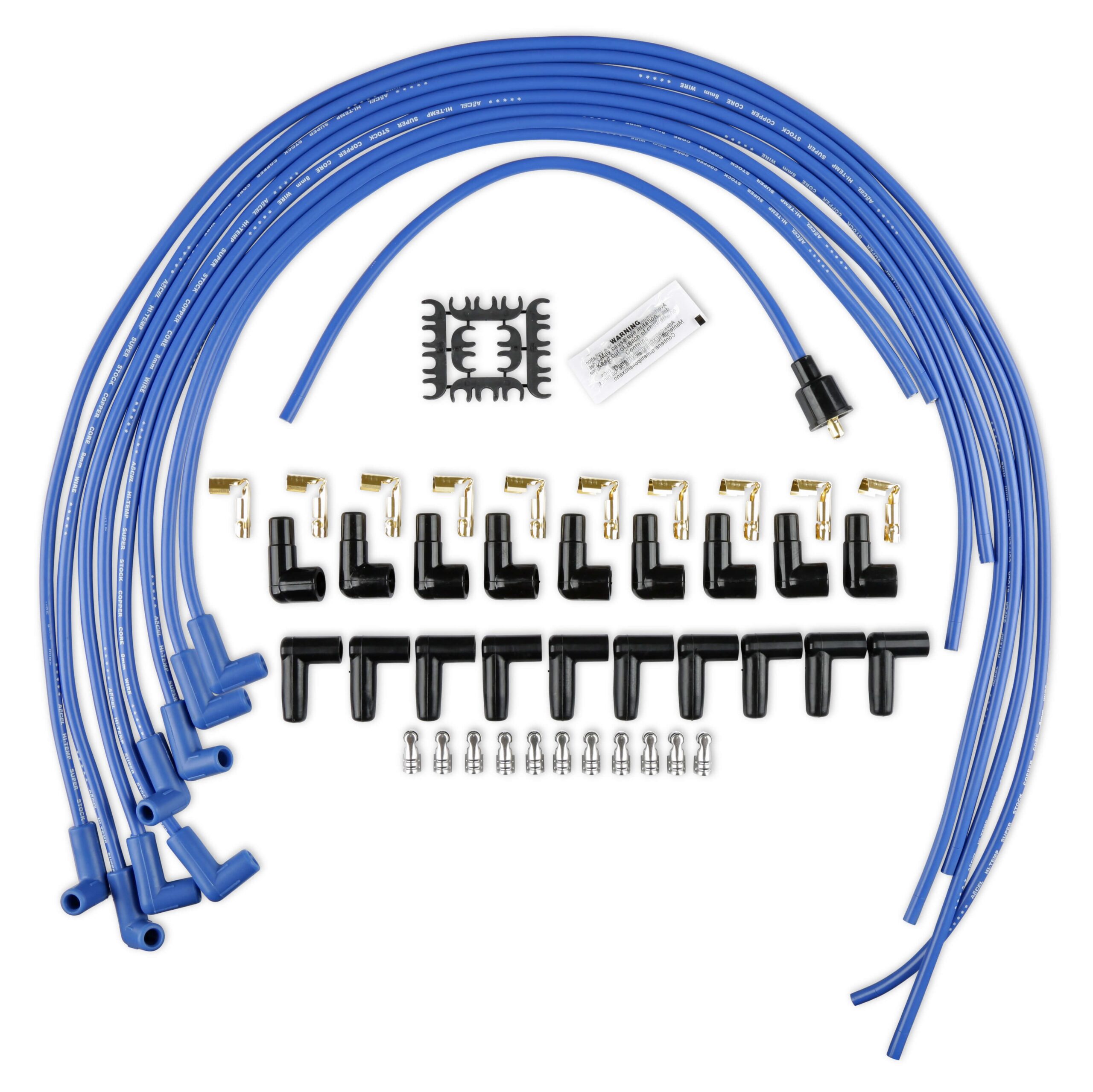 Accel 4039B Super Stock Universal 8mm Spark Plug Lead / Wire Set - Blue 90° Boots