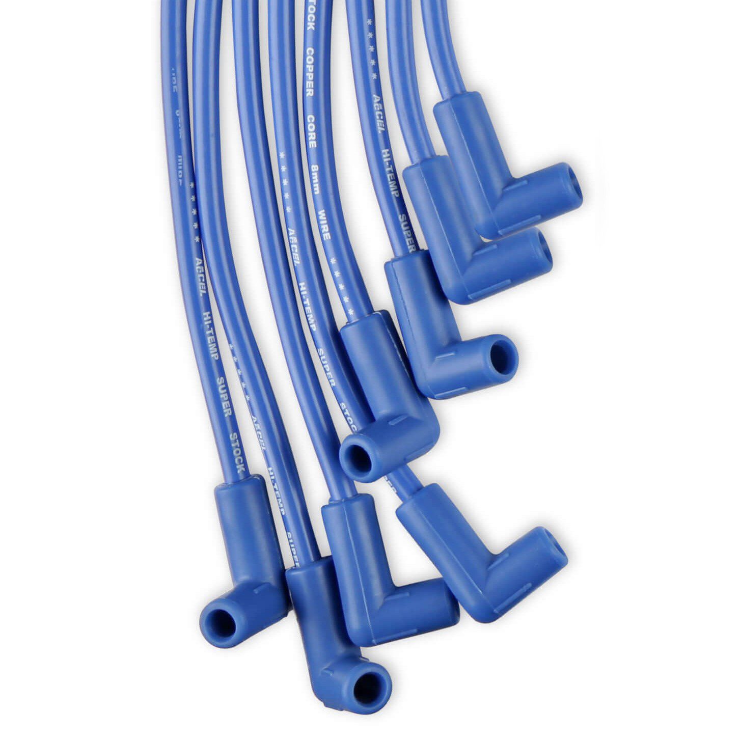 Accel 4039B Super Stock Universal 8mm Spark Plug Lead / Wire Set - Blue 90° Boots - Image 2