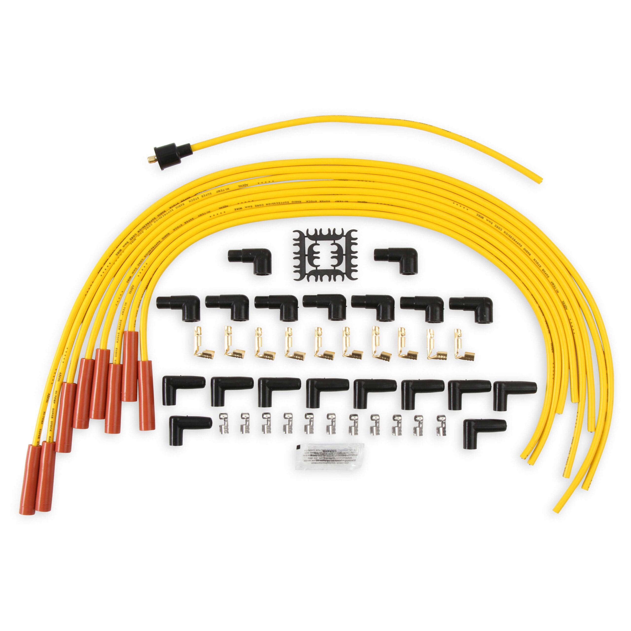 Accel 4040 Super Stock Universal 8mm Spark Plug Lead / Wire Set - Yellow Straight Boots