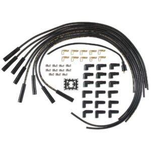Accel 4040K Super Stock Universal 8mm Spark Plug Lead / Wire Set - Black Straight Boots