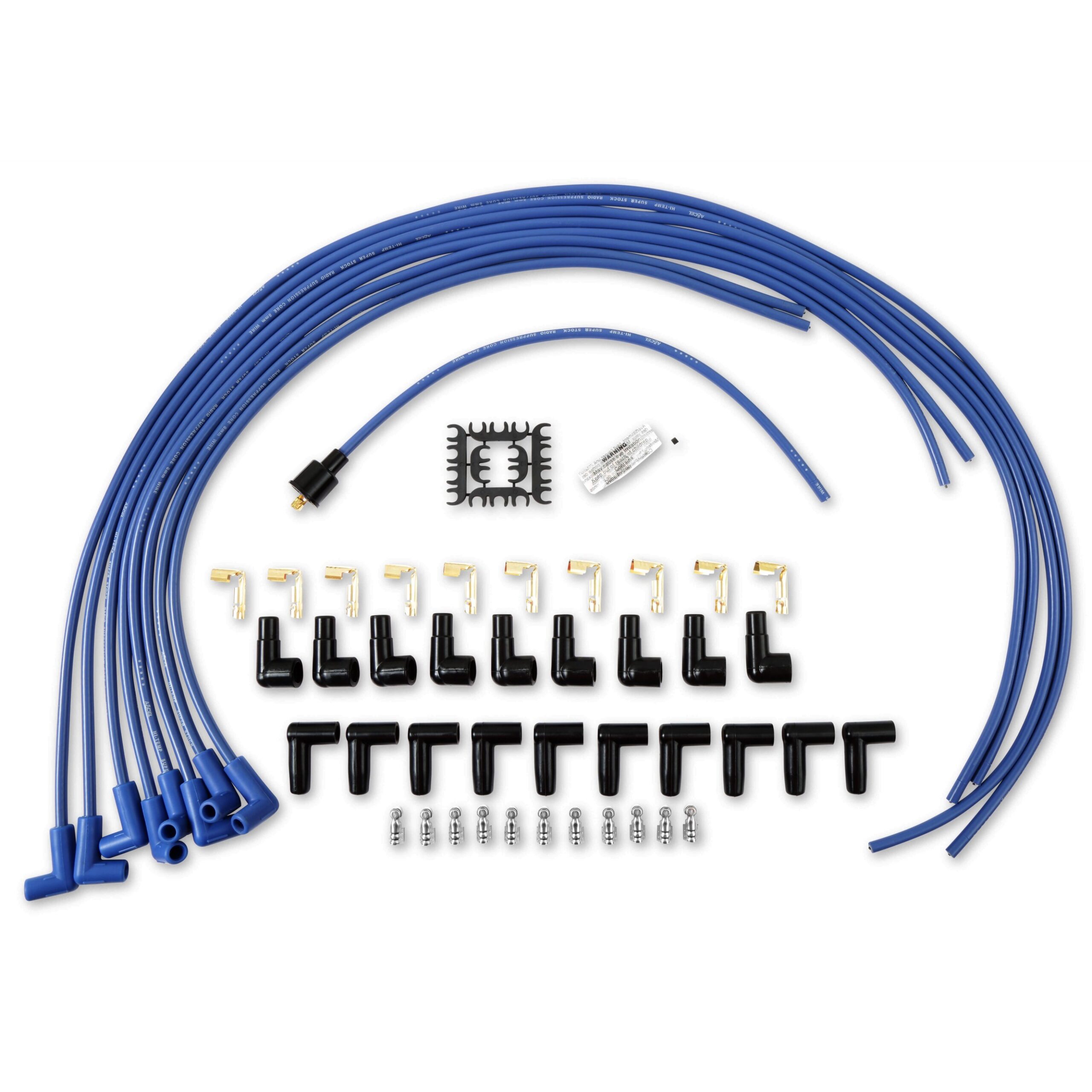 Accel 4041B Super Stock Universal 8mm Spark Plug Lead / Wire Set - Blue 90° Boots