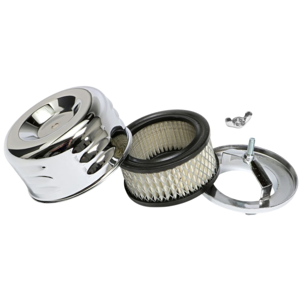 4-1/2" x 2-7/8" Nostalgic Chrome Louvered Style Air Cleaner / Filter Kit