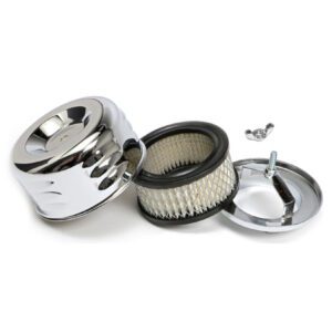 4-1/2" x 2-7/8" Nostalgic Chrome Louvered Style Air Cleaner / Filter Kit