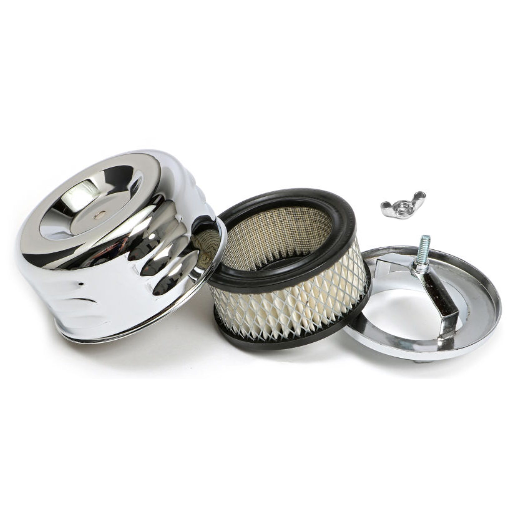 4-1/2" x 2-7/8" Nostalgic Chrome Louvered Style Air Cleaner / Filter Kit
