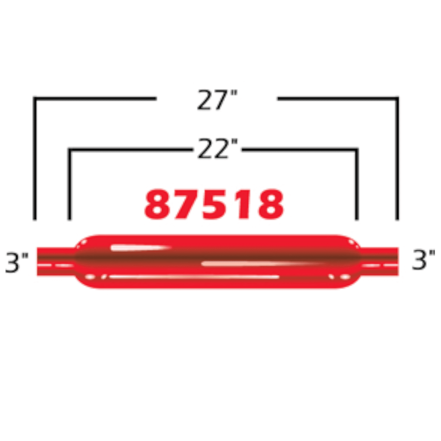 Cherry Glasspack Exhaust Bomb 22" Body Length - 3" ID - Image 2