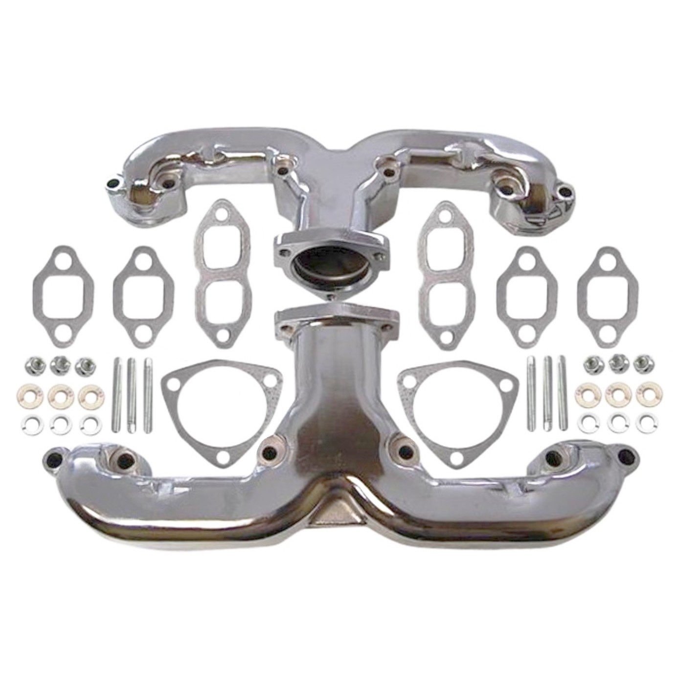 Chrome Classic Style "Ram Horn" Manifolds for Small Block Chevy