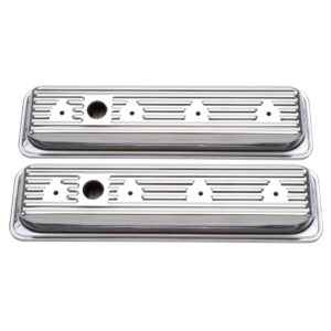 Edelbrock 4446 Signature Series Chrome Valve Covers For Chevy 262-400 1987-95 Center Bolt