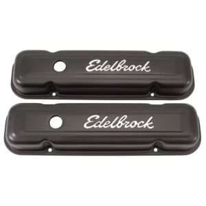 Edelbrock 4453 Signature Series Black Valve Covers For Pontiac 301, 326, 350, 389, 400, 421, & 455