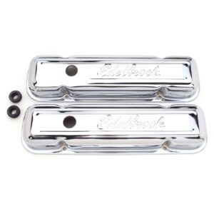 Edelbrock 4456 Signature Series Chrome Valve Covers For Pontiac 301, 326, 350, 389, 400, 421 & 455