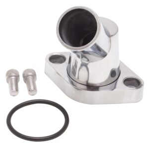 Edelbrock 4817 Polished Aluminum O-Ring Style 45 Degree Water Neck / Thermostat Housing For Chevy 4.3L V6 & Chevy V8