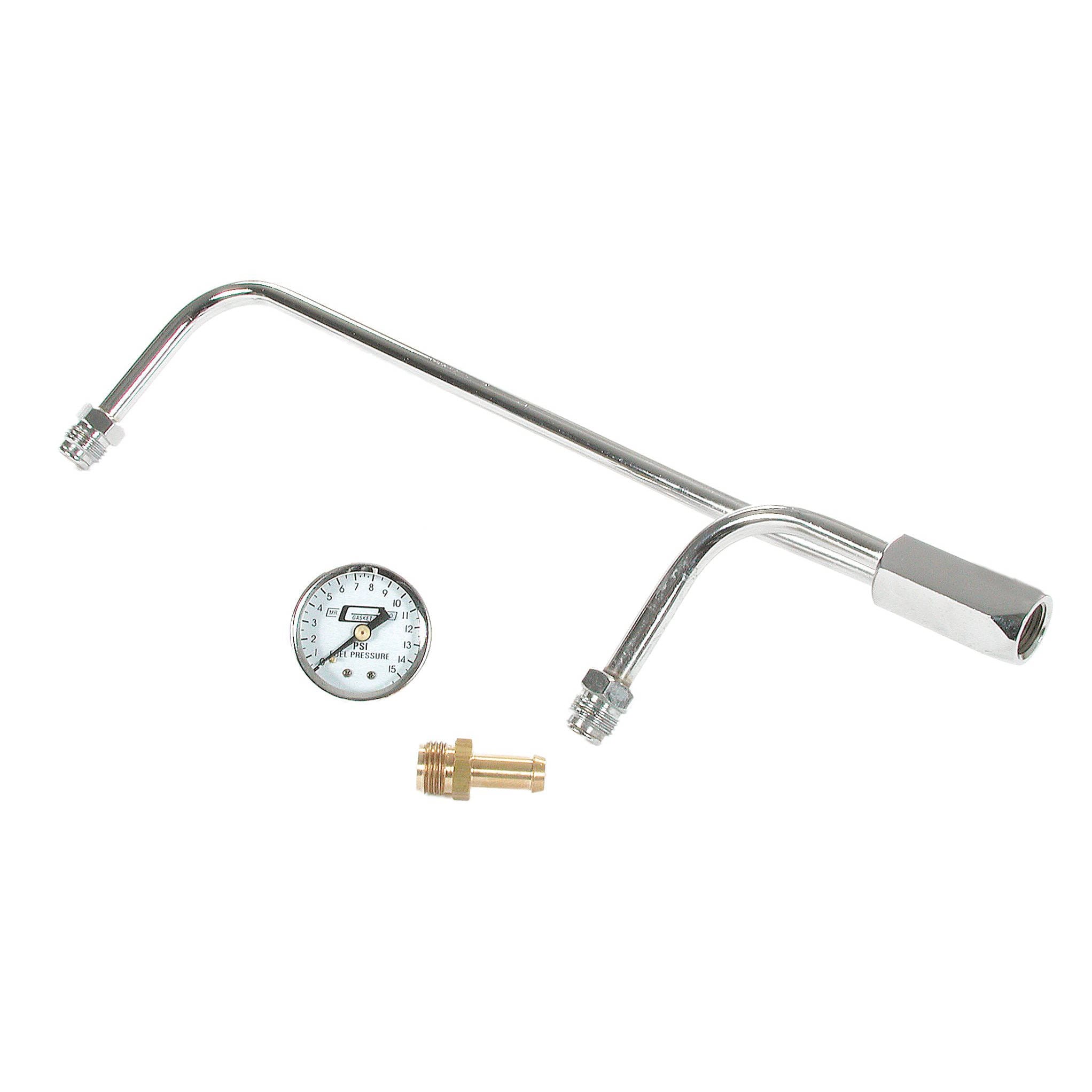 Mr Gasket 1558 - Chrome Fuel Line Kit with Gauge and Fittings