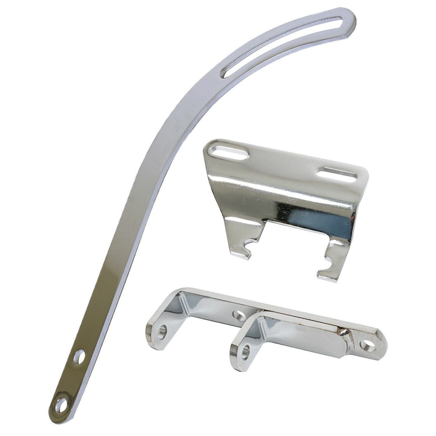 Chrome Header Mount Alternator Bracket Kit - SB Chevy With Short Water Pump