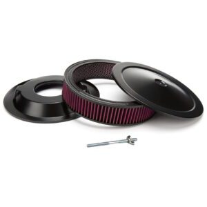 14" x 3" Black Muscle Car Style Air Cleaner / Filter Kit With Washable Element - Recessed Base