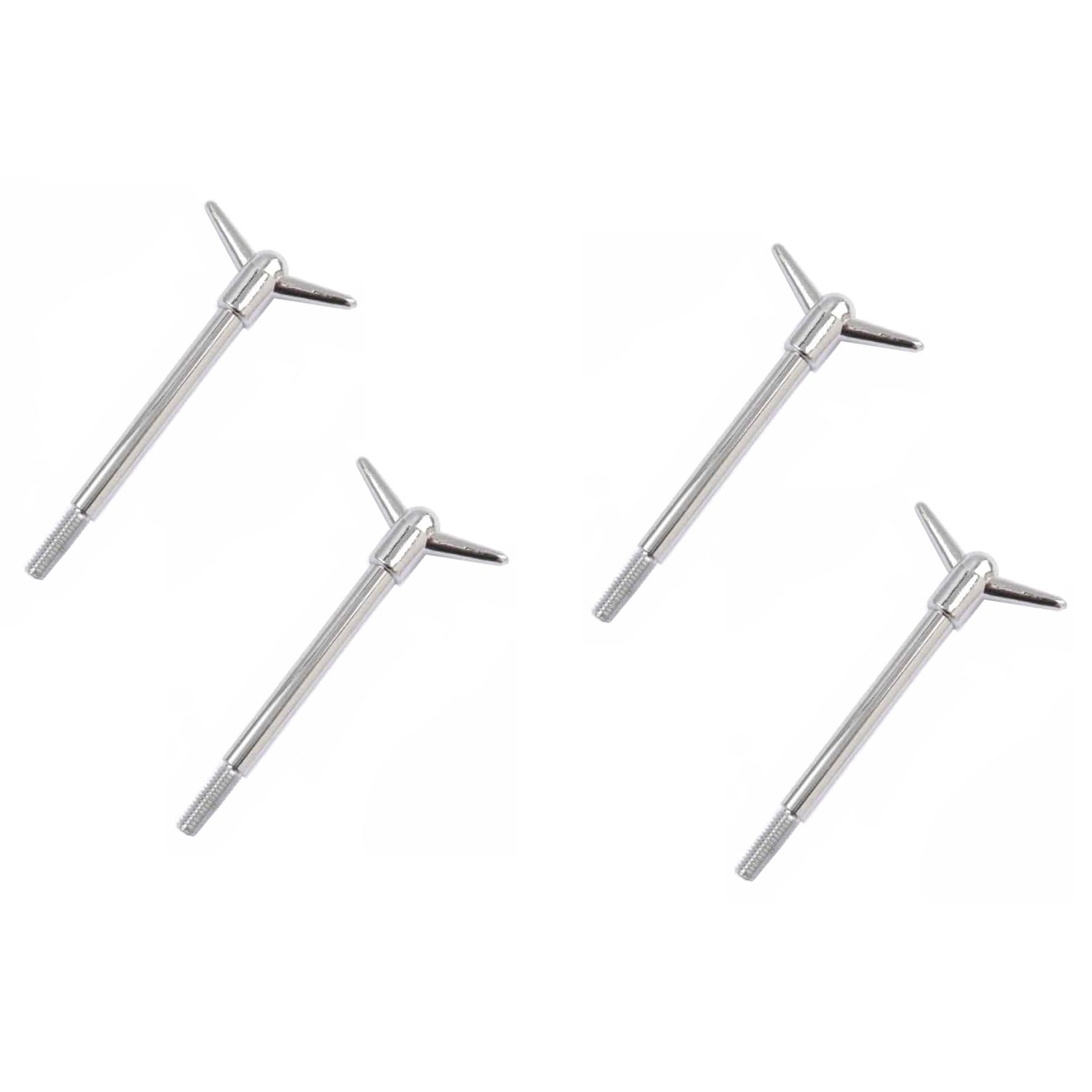 Chrome 2-Piece Y Wing Bolts For Valve Covers - 4" Long 5/16"-18 x 1" - Pack Of 4