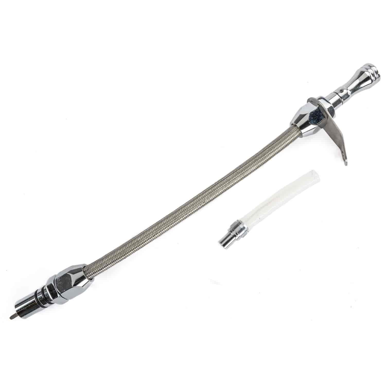 Braided Steel Flexible Transmission Dipstick - Chevy 700R4 / 4L60E - Bellhousing Mount