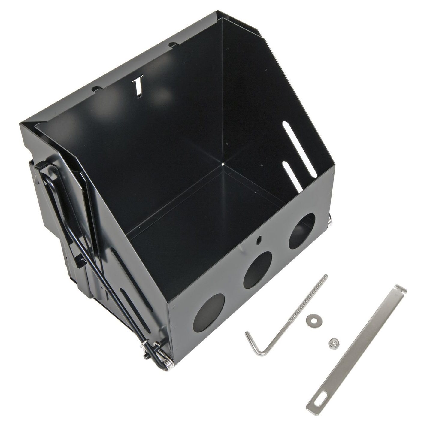 Black Steel Drop-Down Battery Box