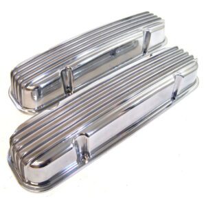 Finned Polished Aluminium Valve Covers (No Hole) 1959-79 Pontiac 326-455 V8