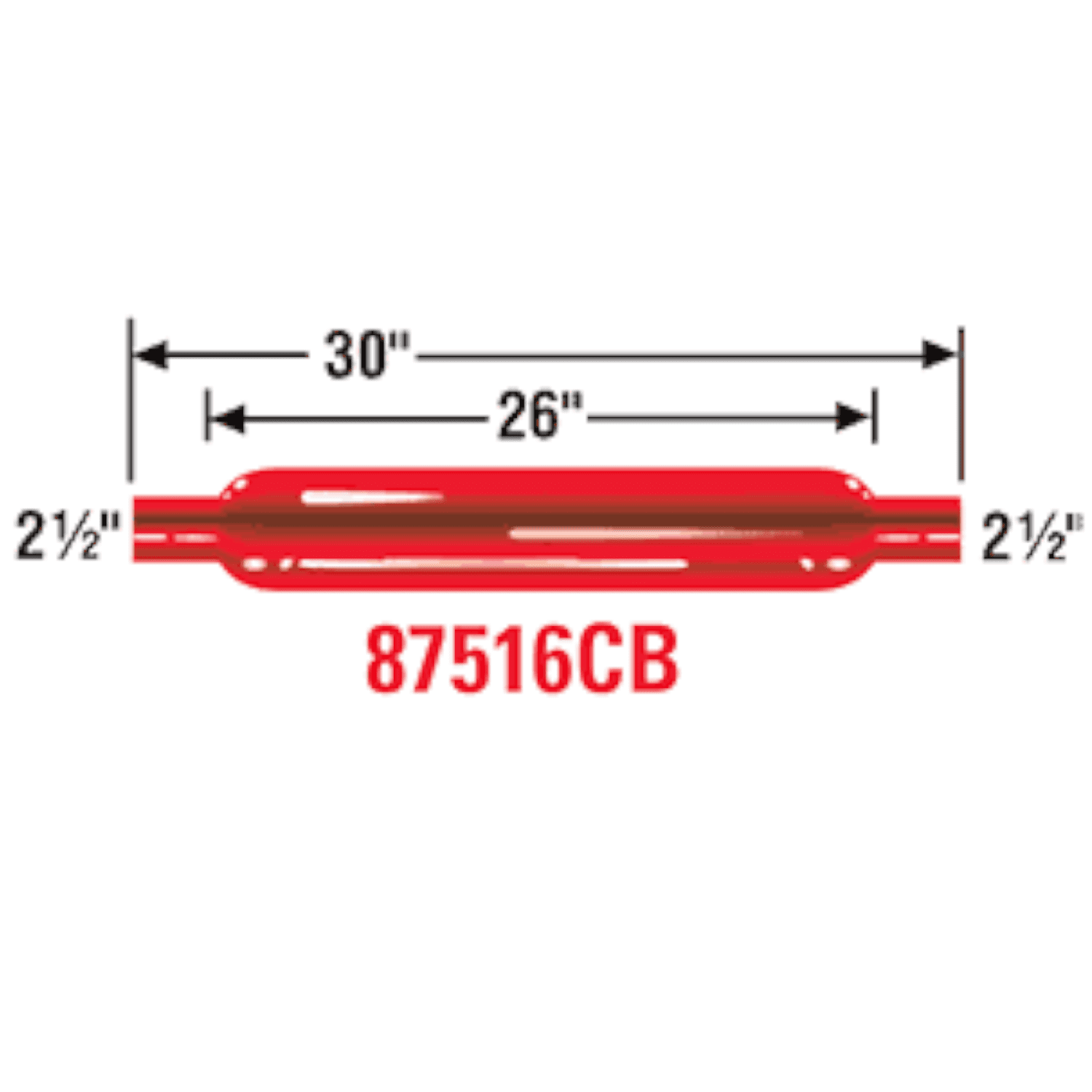 Cherry Glasspack Exhaust Bomb 26" Body Length - 2 1/2" ID - Image 2