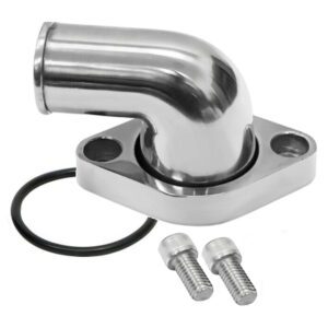 Polished Aluminium O-Ring Style 90 Degree Swivel Water Neck / Thermostat Housing SB & BB Chevy 1955 Up