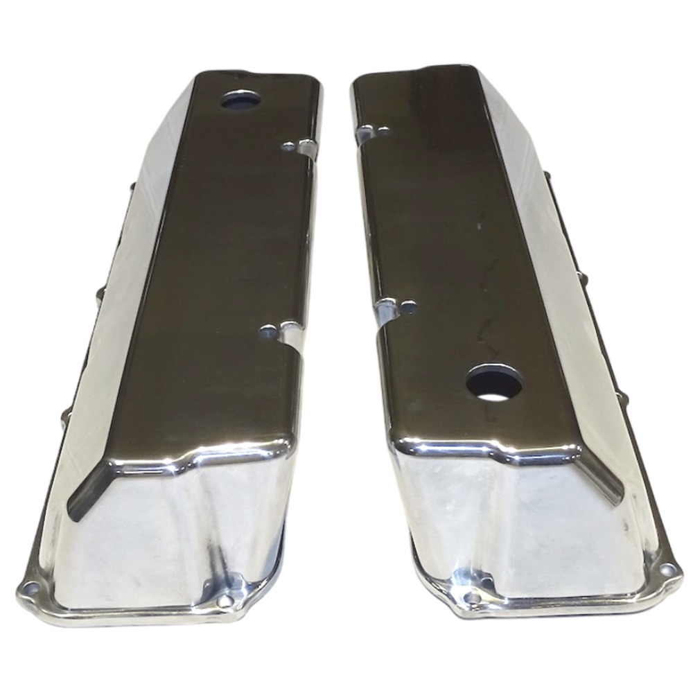 Mr Gasket 6890G Polished Cast Aluminium Tall Valve Covers - 1971-1982 Ford 351C / 351/400M